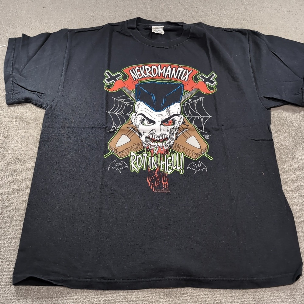 Nekromantix Rot In Hell 2007 Machete Shirt Mens L Large Black Halloween Tee